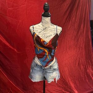 Zanadi Women’s Blue Denim Shorts and Crop Top